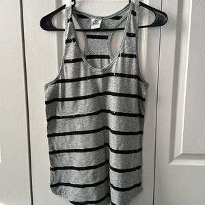 PInK Victoria’s Secret gray and black sequin striped tank top